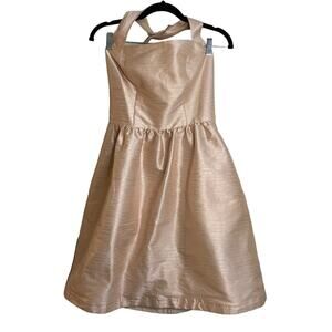 Alfred Sung Pearl Pink Dupioni Halter Bridesmaid Dress